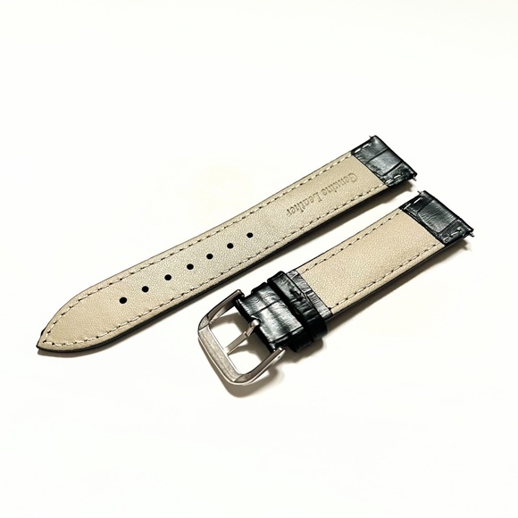 New Black Genuine Leather Croc. Watch Strap (The Heritage Collection) - Picture 2 of 4